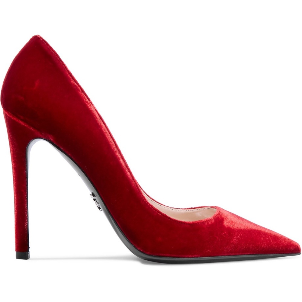 Prada velvet pumps.